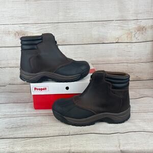 Propet Blizzard Mid Mens Sz 11 XX 5E Zip Boots Brown Leather Black